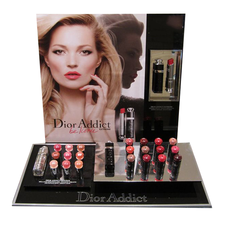 Modern acrylic cosmetics display for lipstick or lipgloss