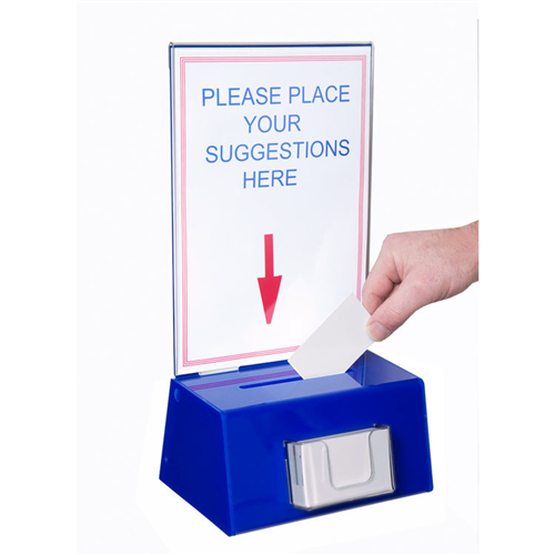 Acrylic suggestion collection ballot box with header