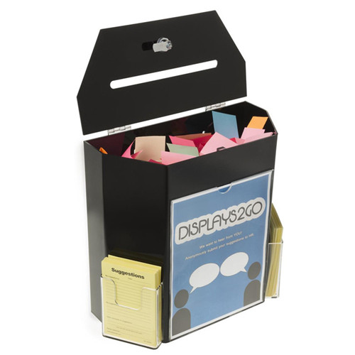 Acrylic suggestion collection ballot box with pocket