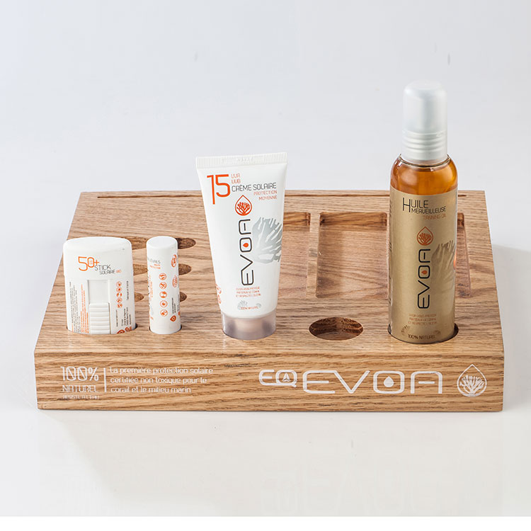 Wood cosmetics skincare product display organizer