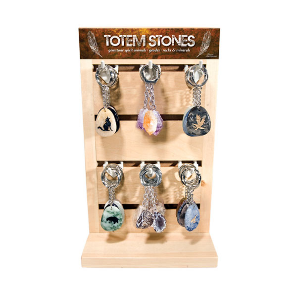 Wooden keychain display rack stand with hooks