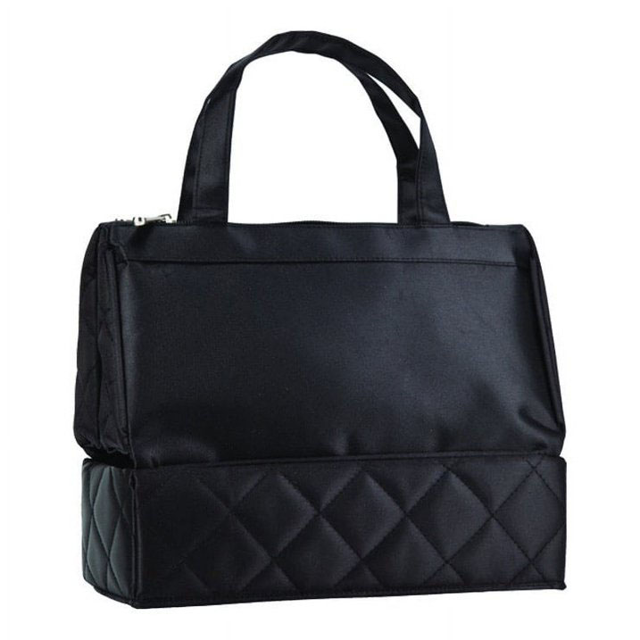 QUILTED BLACK COSMETIC TOILETRY BAG 2