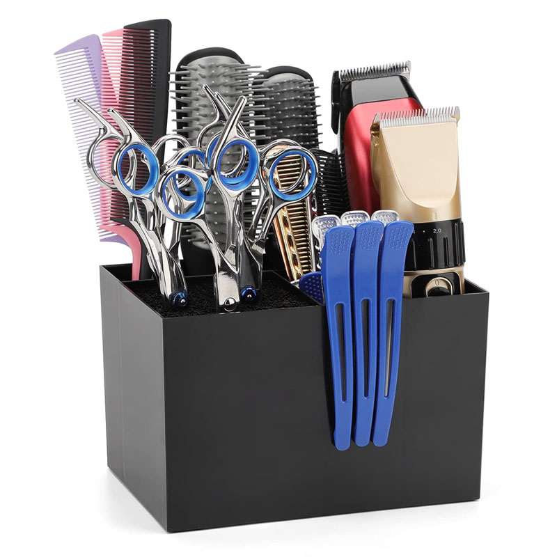 Barber Tools Holder, Professional Salon Hair Cutting Scissors Hair Brush Holder, Barber Supplies Hairdressing Tool Organizer Storage Rack for Hair Clipper Combs Clips Barber Accessories_