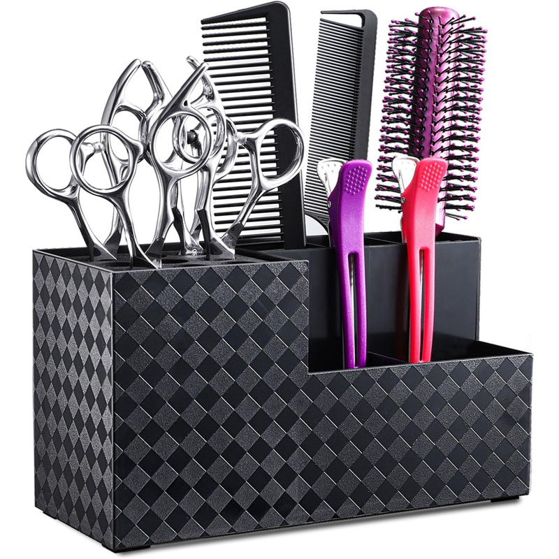 Hairdressing Scissors Holder Shears Block, Barber Shop Scissor Organizer Stand, Hairdressing Tools Storage Box for Hairstyling Combs Clips Brushes, Salon Barber Scissor Holder Rack_