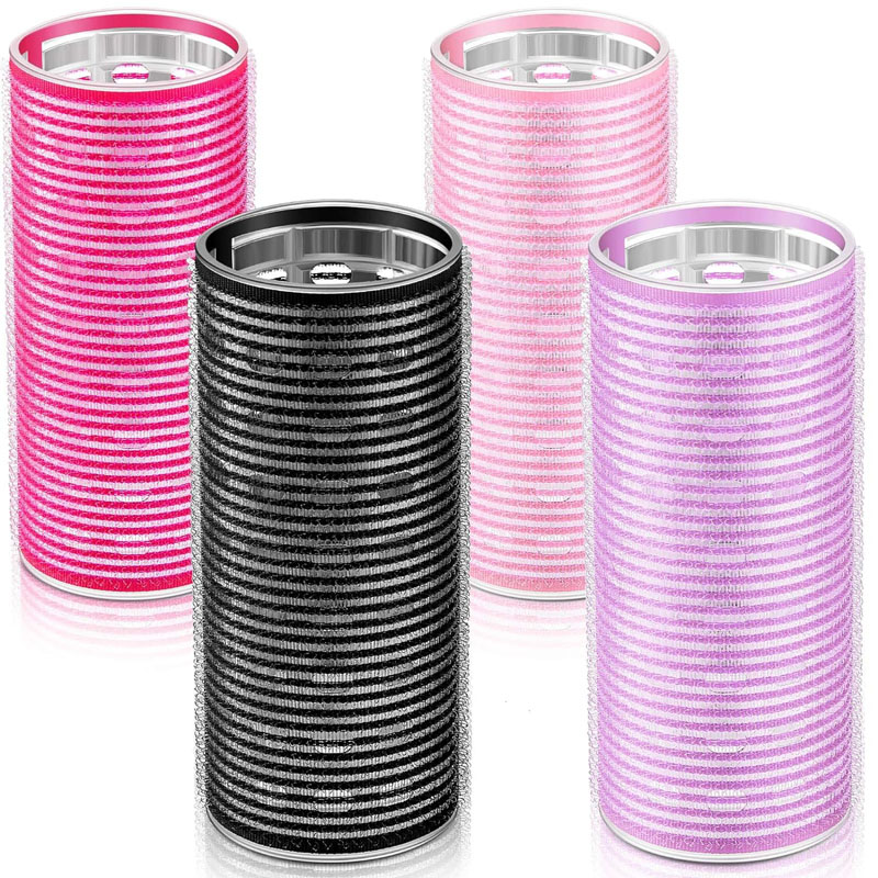  4 Pieces Hair Rollers Self Grip Roller Bangs Aluminium Core Curler Roller Hairdressing Curler for Long Hair Bang Roller Women Hairstyle