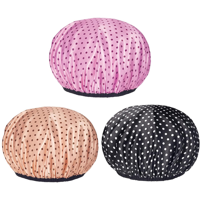 hower Cap for Women, Adjustable Reusable, Extra Large, Double-Layer Waterproof Bathing cap, Waterproof Exterior, EVA Lining_