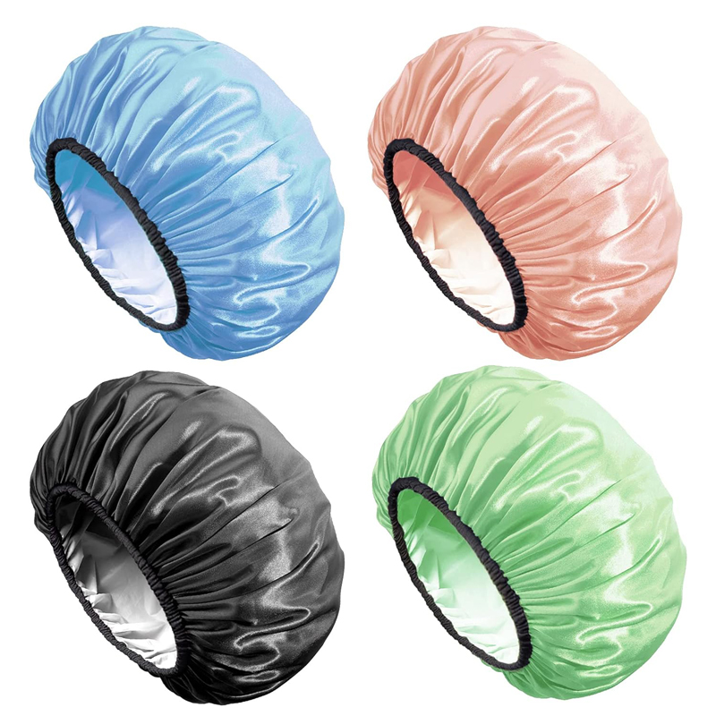 Large Shower Caps for Women Long Hair, Premium Soft Silky Satin Reusable Hair Cap