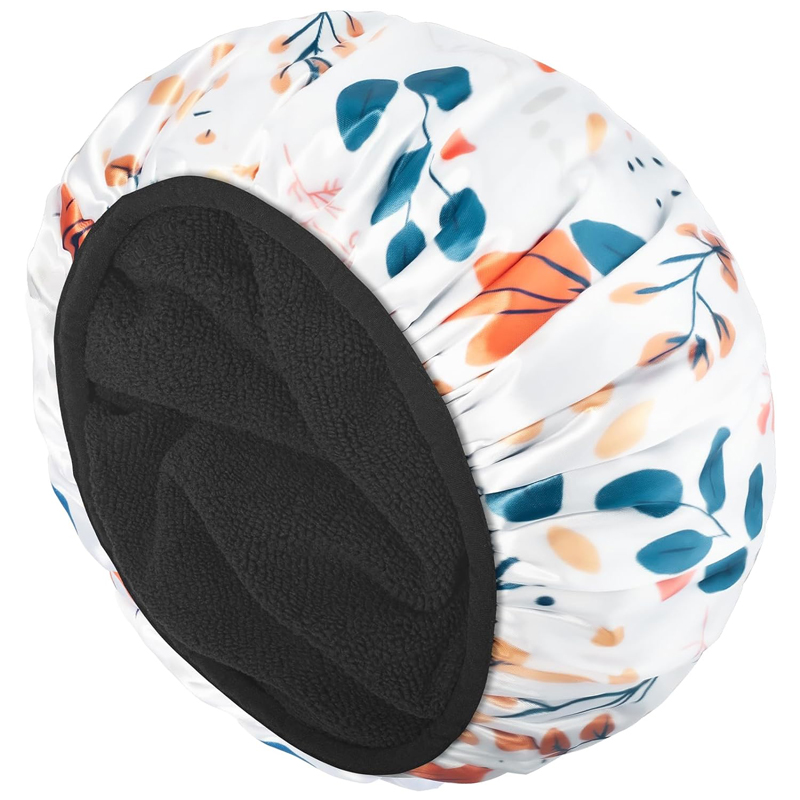 Shower Caps, Terry Lined Shower Cap for Women, Reusable Shower Cap, Triple Layer Waterproof Bath Cap, Extra Large for Women Long Hair